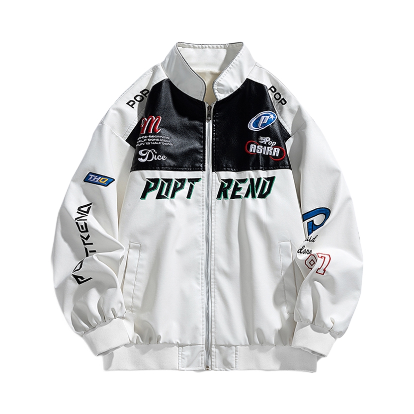 推荐商品：QIKE/骑克 pu美式复古帅气加绒皮衣 男女同款 qk-JK8889 加绒/白