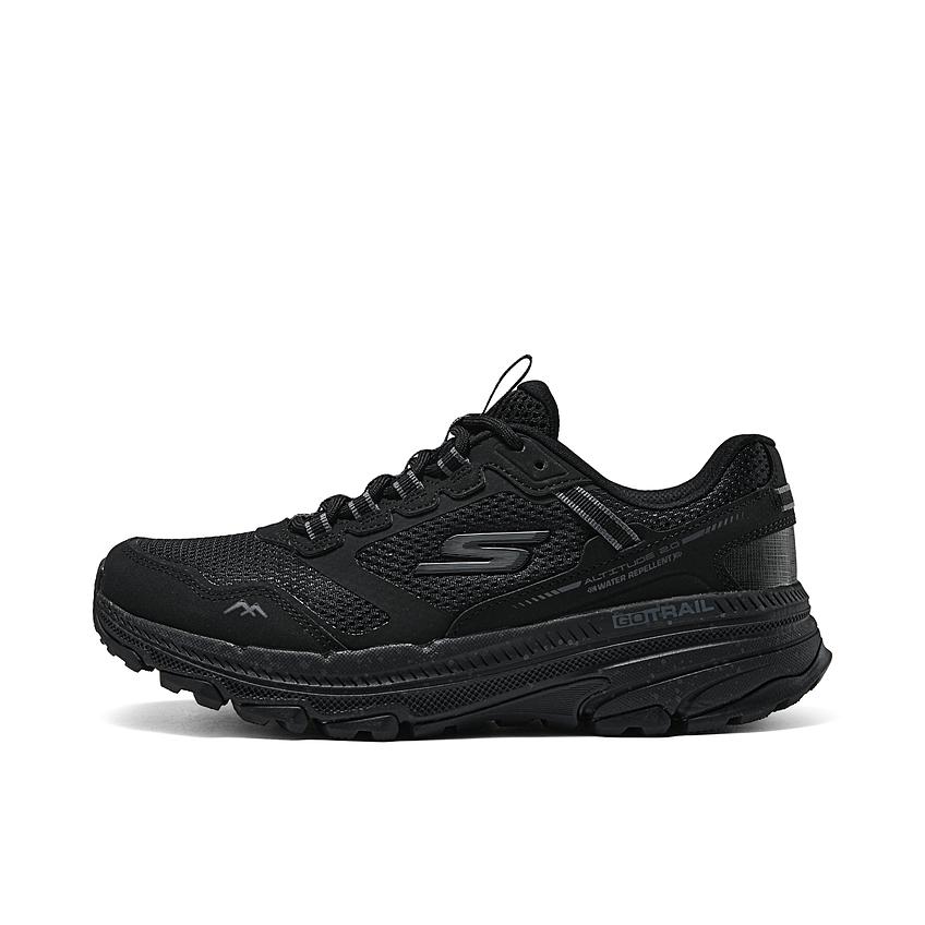 推荐商品：Skechers/斯凯奇 GO RUN TRAIL ALTITUDE 2.0 缓震耐磨 高回弹 合成革 织物 网面绑带 跑鞋 全黑色