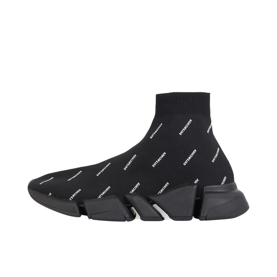 推荐商品：Balenciaga Speed 2.0 运动休闲鞋 系带圆头时尚套穿舒适耐磨轻便织物厚底 黑/白色