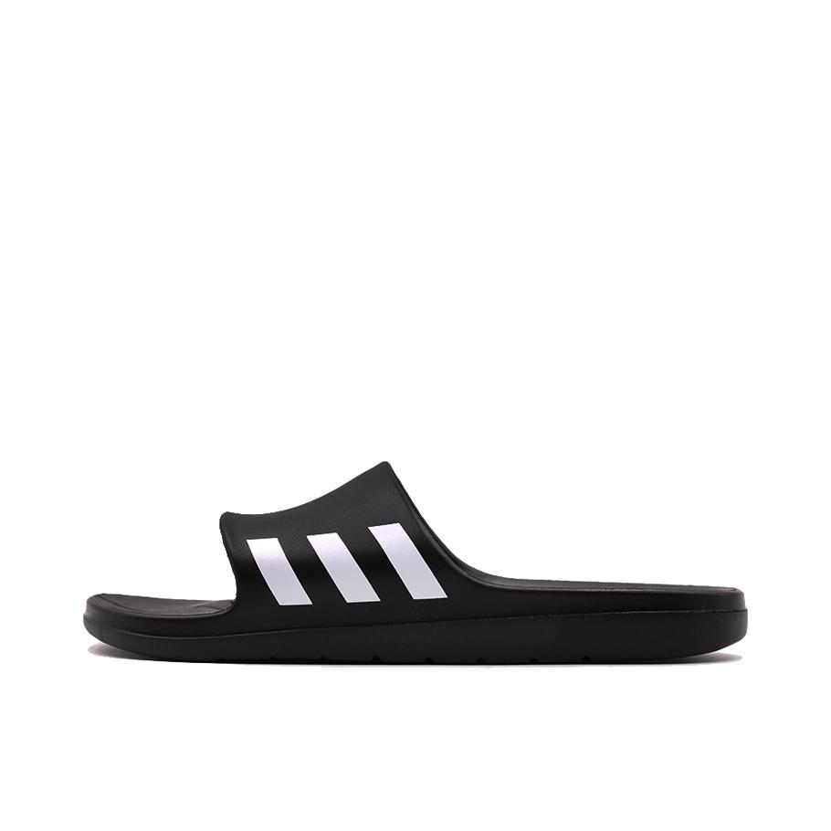 推荐商品：adidas Aqualette 防滑耐磨 舒适轻便 休闲运动 一字 橡胶底 拖鞋 Black 黑白/黑外底