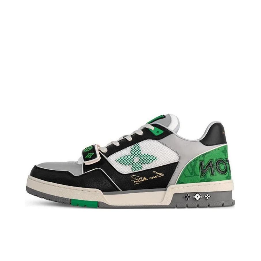 推荐商品：Louis Vuitton trainer 百搭复古 轻便平跟 花朵图案 牛仔布 板鞋 黑色/绿色/灰色