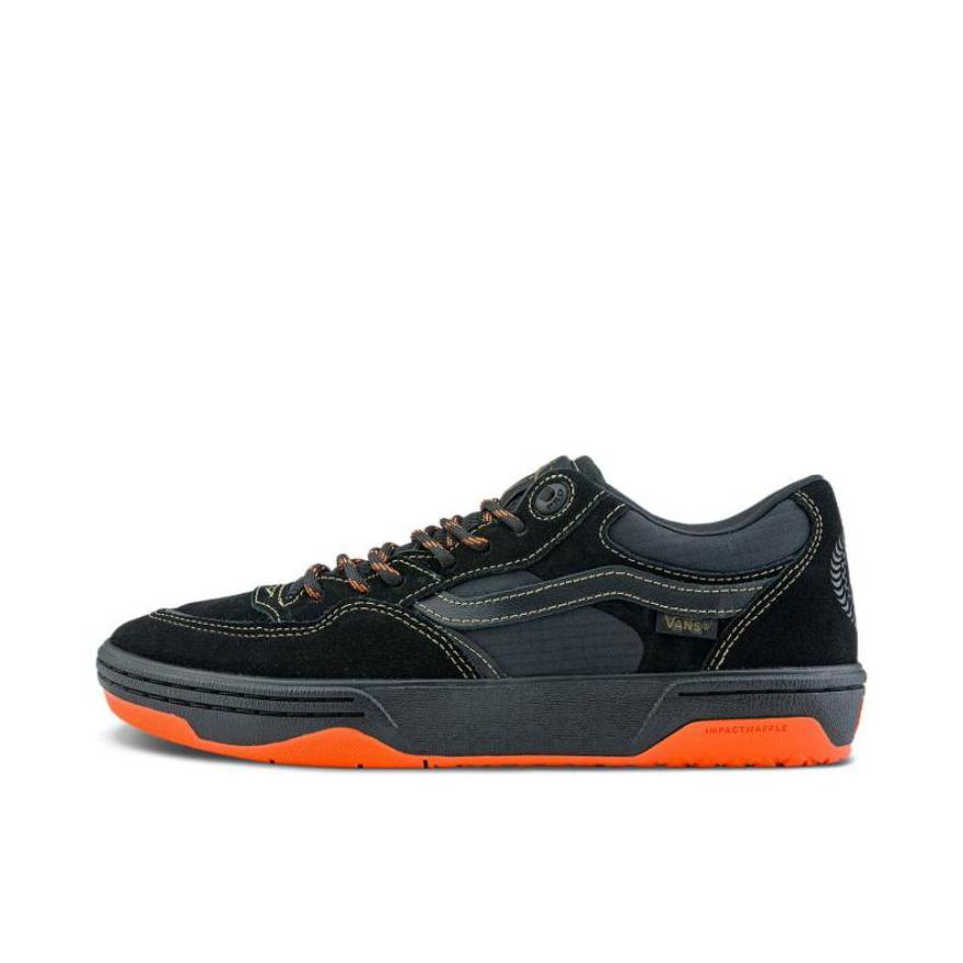 推荐商品：Vans/范斯 Rowan 2 板鞋 复古时尚舒适百搭减震轻便防滑耐磨贴合 SPITFIRE联名/黑色/橙色