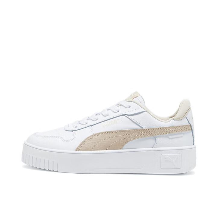 推荐商品：Puma/彪马 Carina street 厚底鞋 板鞋 防滑耐磨减震百搭轻便透气舒适休闲复古运动增高抓地 女款/米白色/卡其色