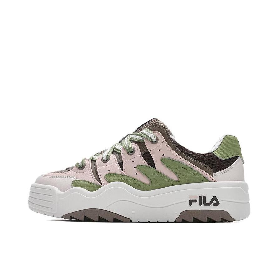 推荐商品：FILA/斐乐 ROSETTA 摩登 板鞋 斑斓翻毛皮耐磨轻便回弹增高 灰色/绿色/白色