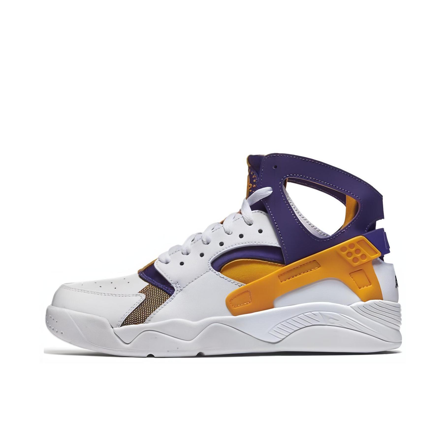 推荐商品：Nike Air Flight Huarache 防滑耐磨 减震 舒适透气 复古百搭 篮球鞋 Kobe Bryant PE 白黄紫