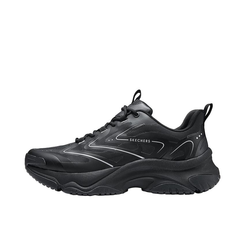 推荐商品：Skechers/斯凯奇 网布透气 轻便回弹 舒适缓震 时尚简约 橡胶底 增高 运动休闲鞋 183195 全黑色