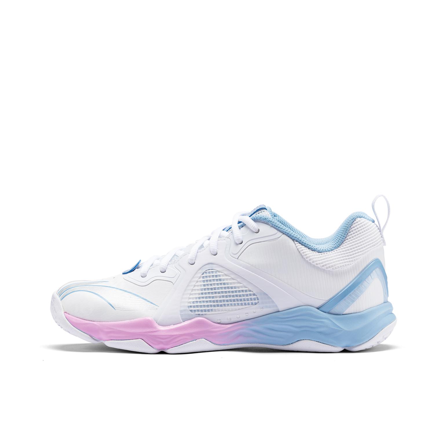 推荐商品：李宁 Ranger6 LITE 羽毛球鞋 训练鞋 系带防滑耐磨透气比赛支撑稳定回弹合成革织物抓地 变色龙 6.0 LITE  白色/粉色/蓝色