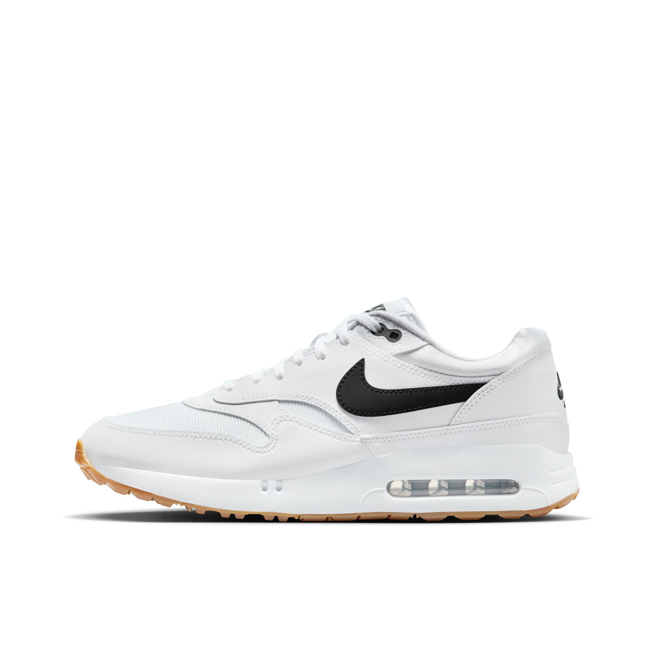 推荐商品：Nike Air Max 1 G 休闲 减震 防滑耐磨 运动 网布 织物 抗冲击 圆头 马拉松 高尔夫球鞋 黑色/奶白色