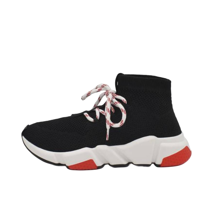 推荐商品：Balenciaga Speed 2.0 运动休闲鞋 系带圆头时尚套穿舒适耐磨轻便织物厚底 女款/黑色/红色