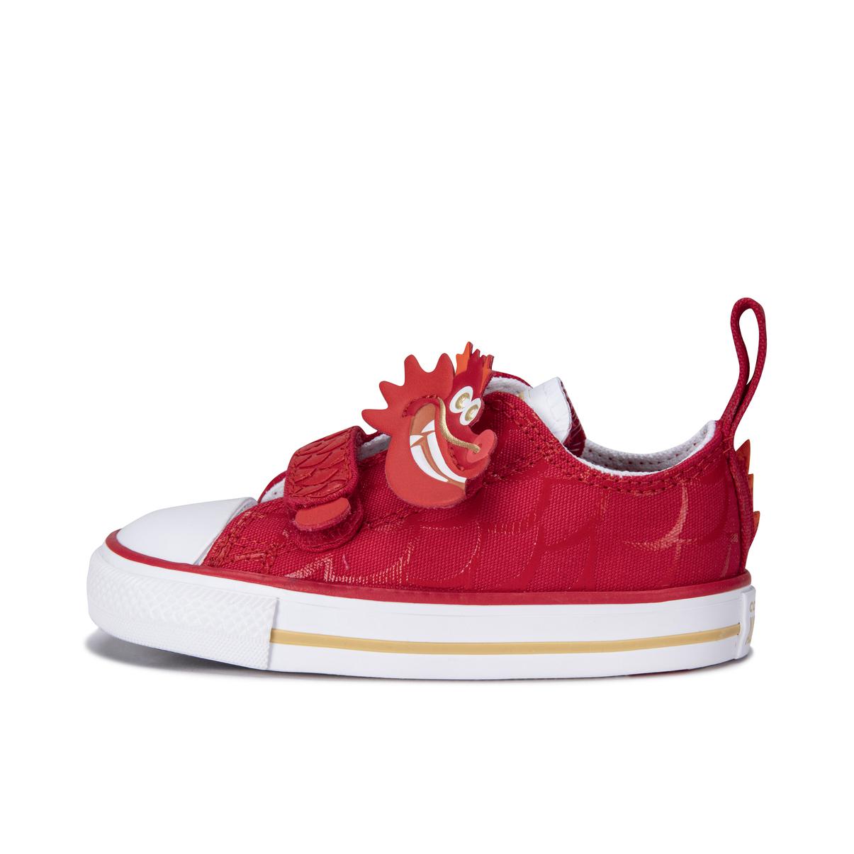 推荐商品：Converse/匡威 Chuck Taylor All Star 魔术贴 休闲时尚 防滑耐磨 易穿脱 帆布鞋儿童 婴童/龙年限定/红色/白色