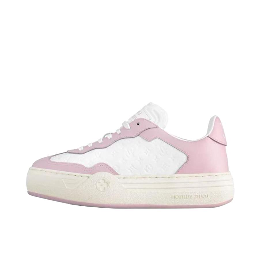 推荐商品：Louis Vuitton Groovy Platform 皮革 圆头 增高厚底 板鞋 女款/白色/紫色