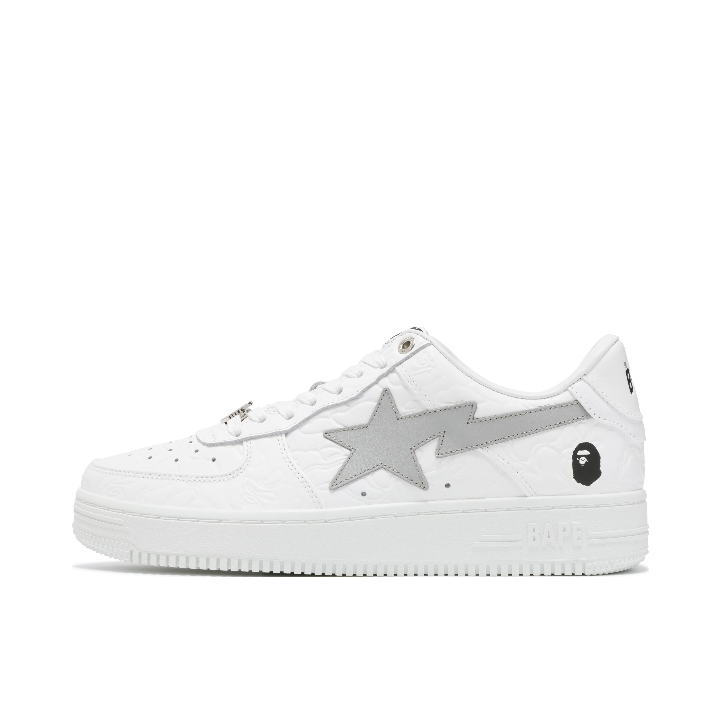 推荐商品：Bape STA 板鞋 轻便耐磨舒适圆头牛皮革厚底 白色