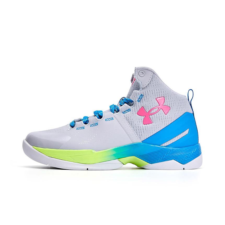 推荐商品：Under Armour/安德玛 Curry 2 透气 减震耐磨 实战训练 篮球鞋 大童/灰色/蓝色