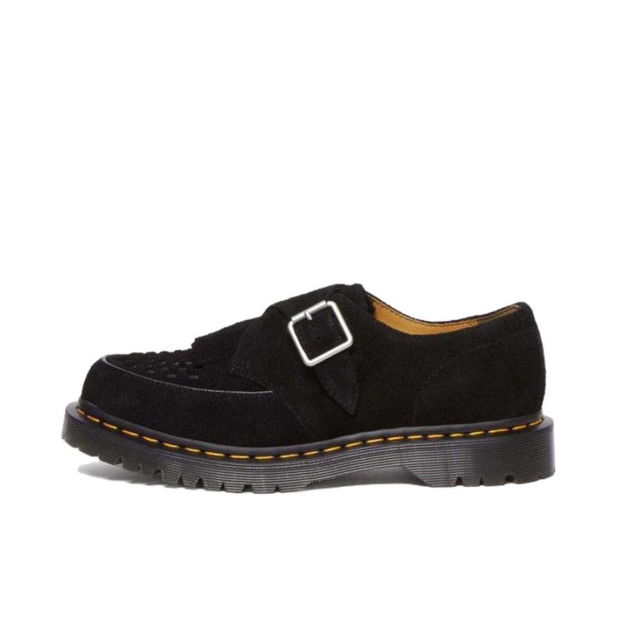 推荐商品：Dr. Martens Ramsey Monk KLT 舒适轻便 绒面 平跟 圆头 休闲时尚 乐福鞋 皮鞋 黑色 
