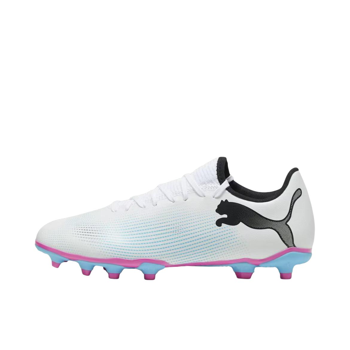 推荐商品：Puma/彪马  FUTURE 7 PLAY FG  胶质长钉 防滑 耐磨  低帮 钉鞋  圆头 平跟 天然草坪  足球鞋 白色/蓝色