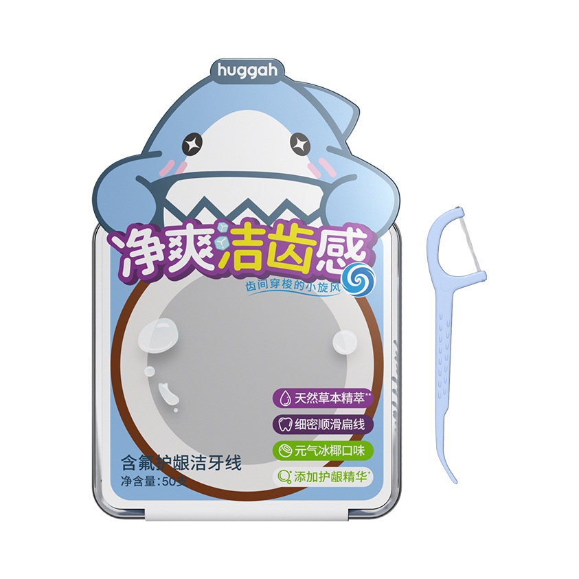 推荐商品：HUGGAH/呼嘎 护龈清洁牙线棒 细扁线