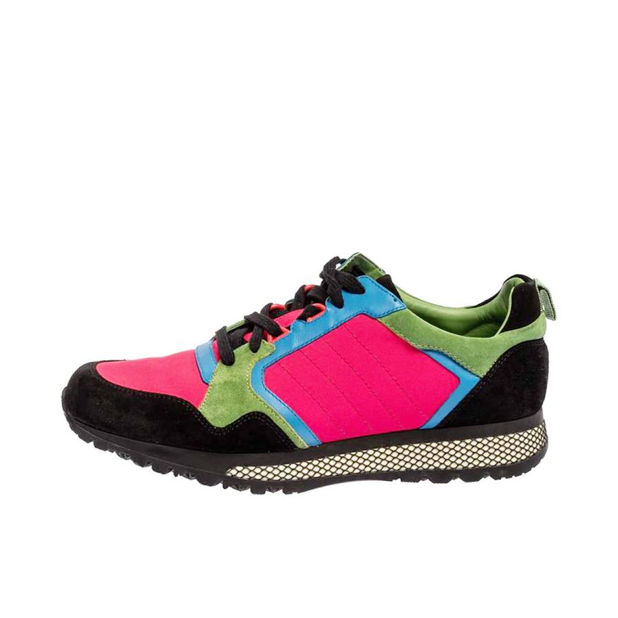 推荐商品：Gucci Rhyton系列 拼色绒面 时尚圆头 耐磨 拼接 运动休闲鞋 368488 CRJ20 4460 绿色/粉色/蓝色   