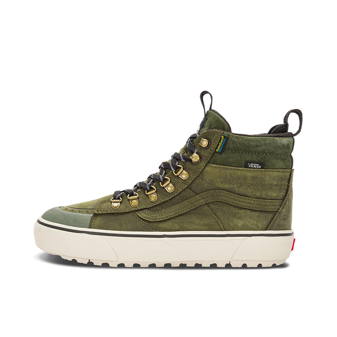 推荐商品：Vans/范斯 SK8-Hi 板鞋 潮流经典拼接复古街头厚底 墨绿/雪白