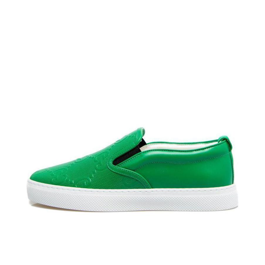 推荐商品：Gucci Slip-On系列 百搭时尚 简约 舒适透气 牛皮 防滑耐磨 板鞋 407364 绿色  