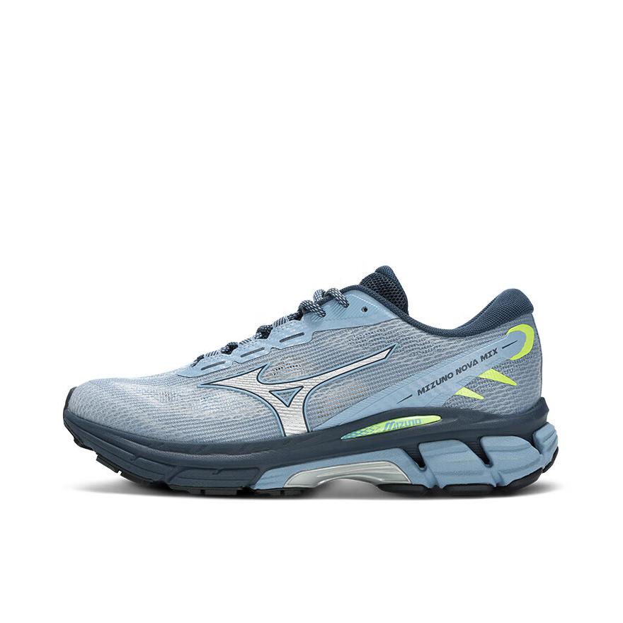 推荐商品：Mizuno/美津浓 Nova Mix 01 织物 合成革 网面透气 缓震 休闲运动 软弹 稳定支撑 网布 慢跑 跑鞋 灰色/墨蓝/明黄