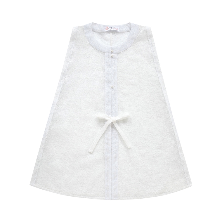 推荐商品：花朝记 青柠 恋恋花房汉服日常蕾丝烧花棉比甲明制马面裙汉服 女装 白/小花珍珠比甲