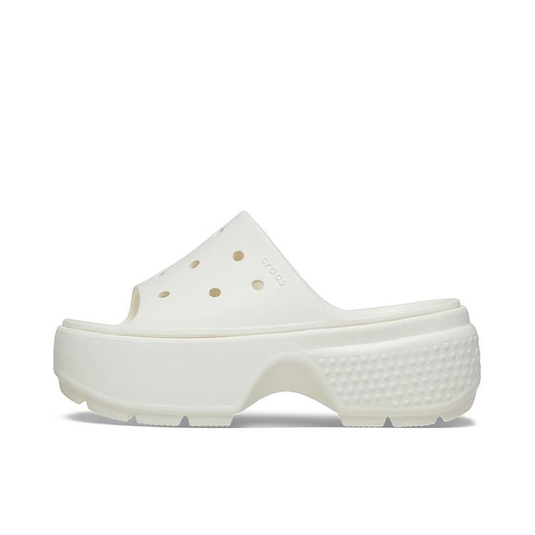推荐商品：Crocs/卡骆驰 Stomp 雪屋 防滑耐磨 轻便透气 增高静音 防磨 一字外穿 沙滩鞋 洞洞鞋 拖鞋 209346 白色