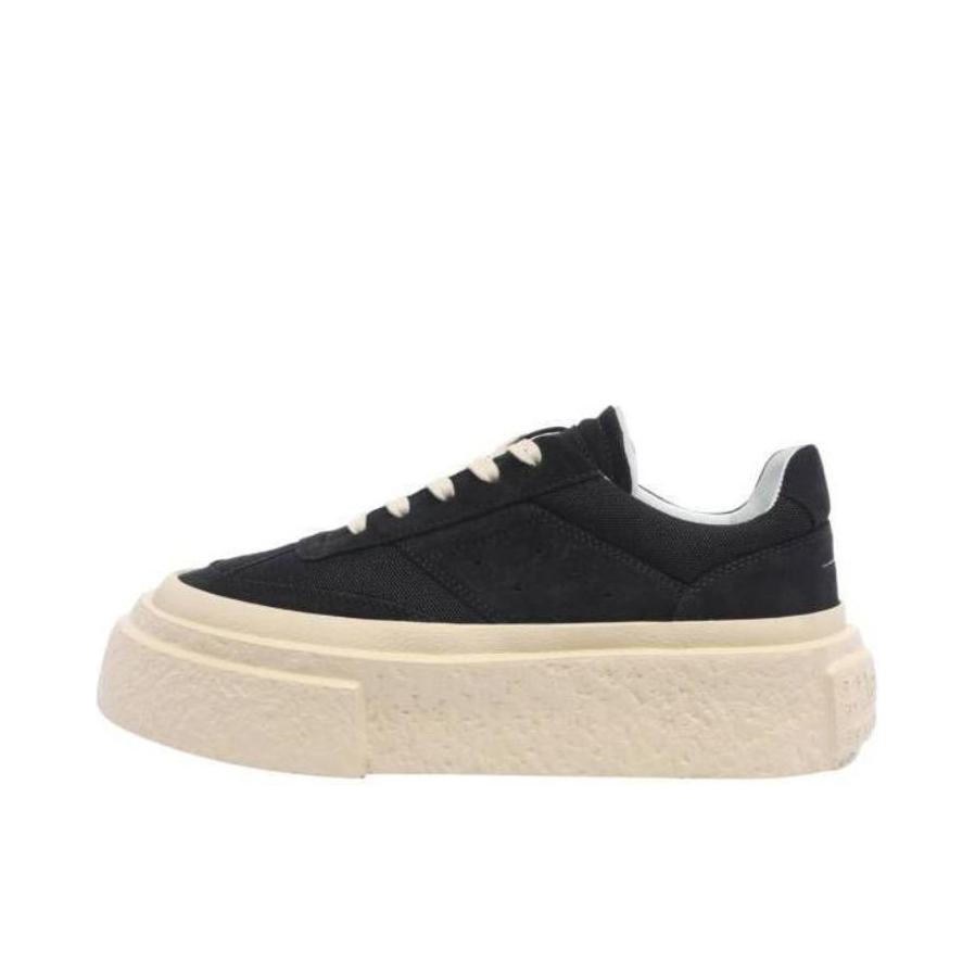 推荐商品：Maison Margiela/梅森·马吉拉 Gambetta 皮革拼接 网面 牛皮 低帮 圆头运动休闲 板鞋 黑色