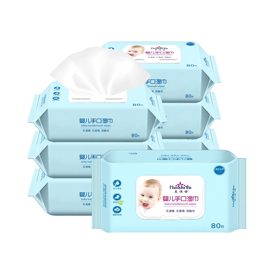 推荐商品：美诗语 婴儿手口湿巾无香精带盖