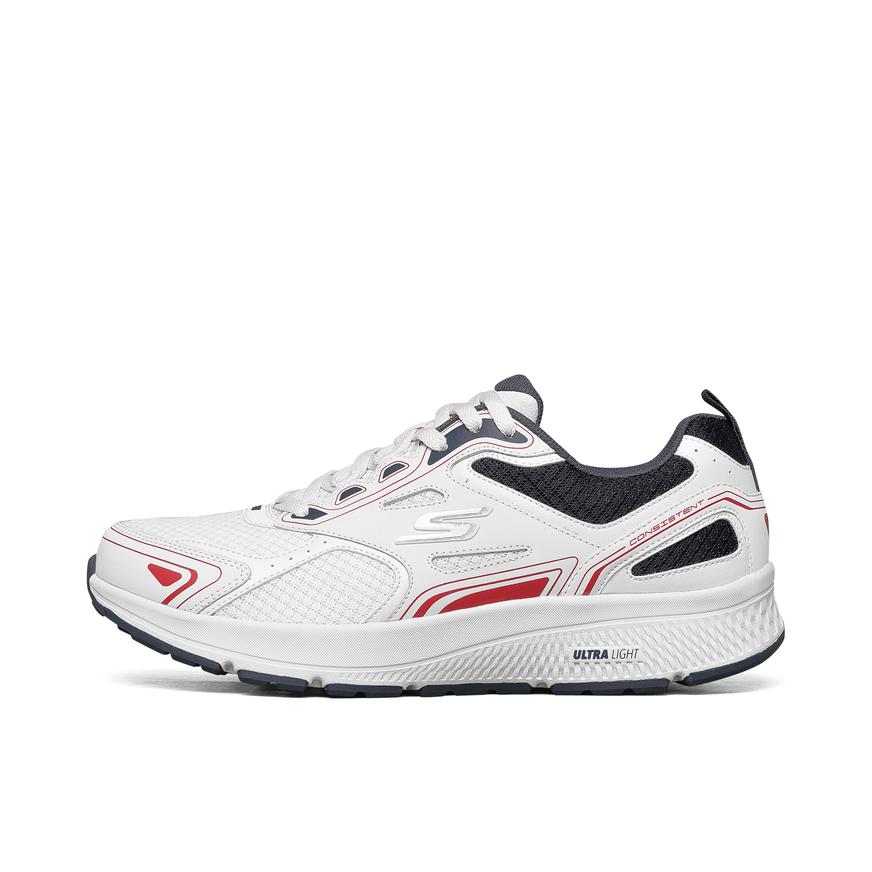 推荐商品：Skechers/斯凯奇 Go Run Consistent 软底 休闲轻质 增高鞋 跑鞋 白色/海军蓝/红色