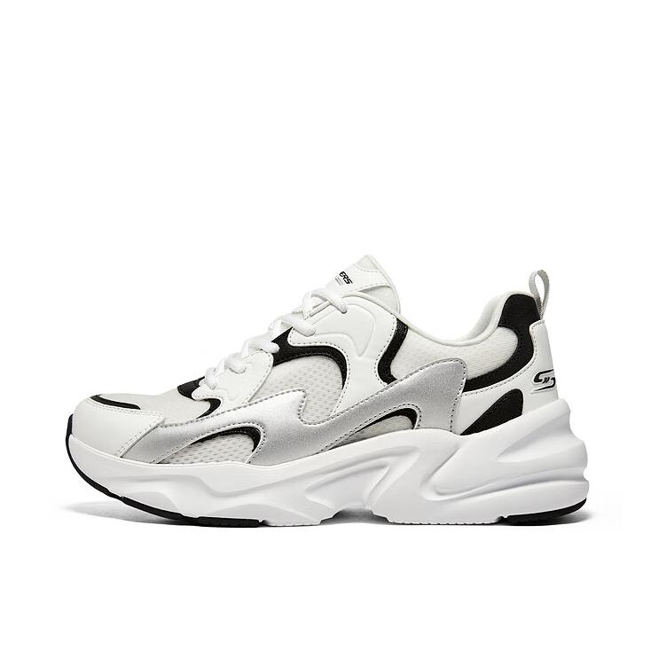 推荐商品：Skechers/斯凯奇  Bobs  Bamina 2 踏浪 休闲 运动鞋 老爹鞋 情侣鞋 复古学院风轻便耐磨网面透气舒适绑带增高厚底  陨石灰