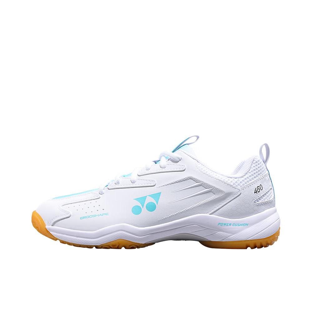 推荐商品：YONEX/尤尼克斯 Power Cushion 460 羽毛球鞋 织物合成革系带耐磨抗冲击包裹性防滑缓冲比赛训练 白色/薄荷绿