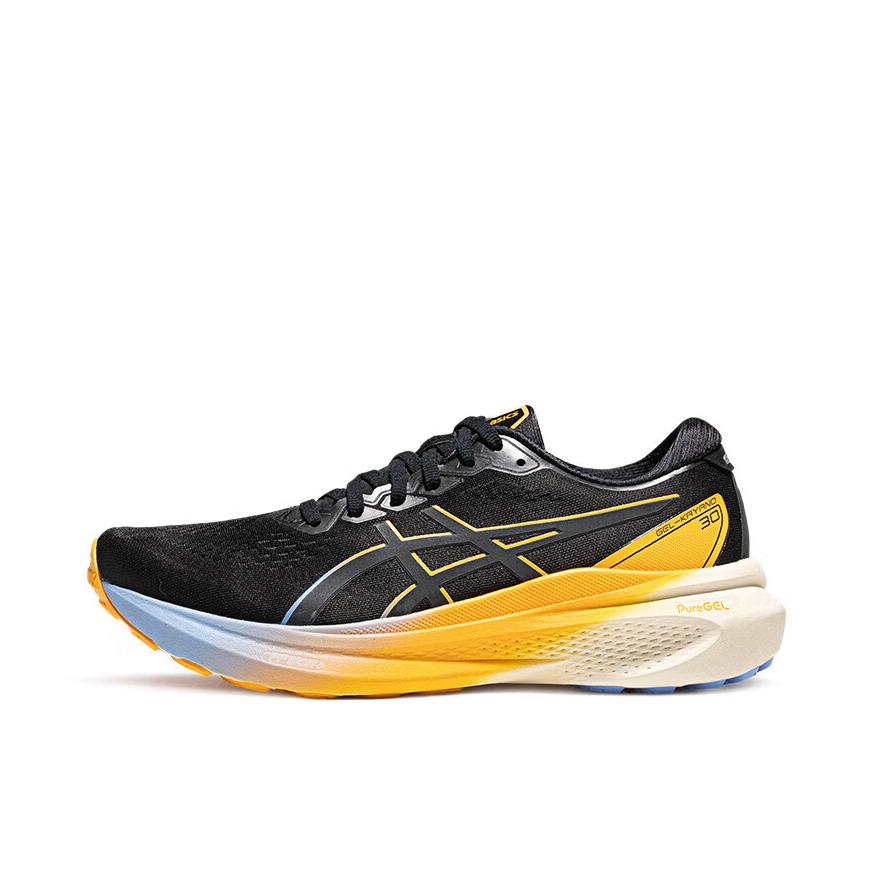 推荐商品：Asics/亚瑟士 Gel-Kayano 30 跑鞋 舒适透气轻便稳定足弓支撑防滑耐磨缓震轻量回弹慢跑圆头 黑色/黄色/紫色