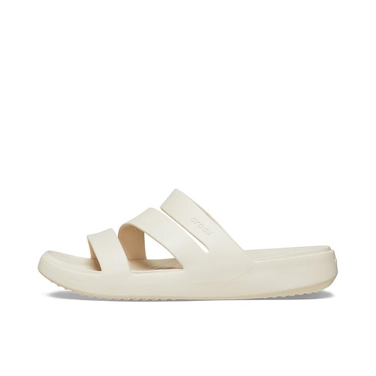 推荐商品：Crocs/卡骆驰 Getaway Strappy 慕斯 舒适轻便 不累脚 外穿 防磨 平跟 套脚 露趾 一字 透气耐磨 拖鞋 沙滩鞋 209587 灰色