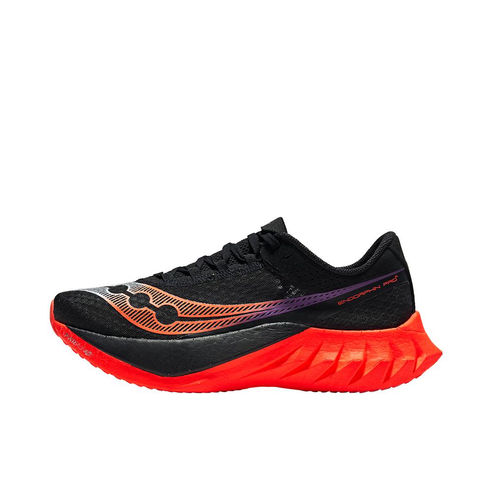 推荐商品：Saucony/索康尼 EndorphinPro 啡鹏4 碳板全掌 回弹 缓震 支撑 防滑耐磨 时尚复古 跑鞋 男款/黑色/红色