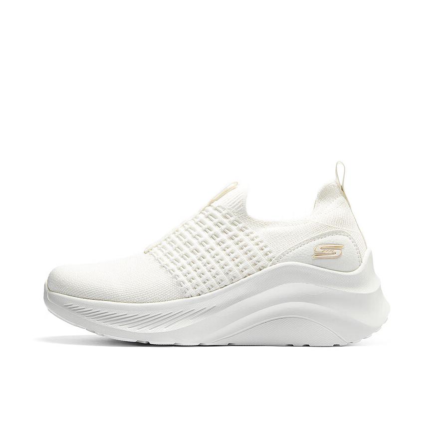 推荐商品：Skechers/斯凯奇 Bob's 缓震耐磨 舒适防滑 网布透气 百搭 一脚蹬 增高 织物 跑鞋 117514 女款/乳白色
