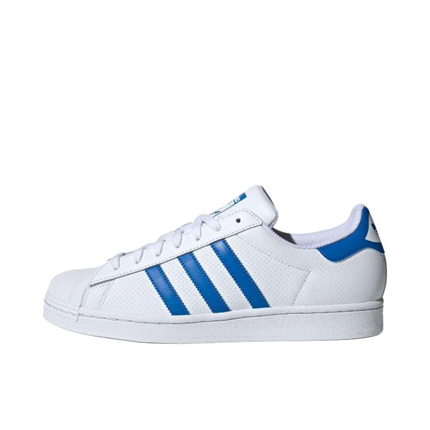 推荐商品：【宋雨琦同款】 adidas Originals Superstar 板鞋 轻便贝壳头薄底舒适百搭耐磨复古 纯白色/蓝色