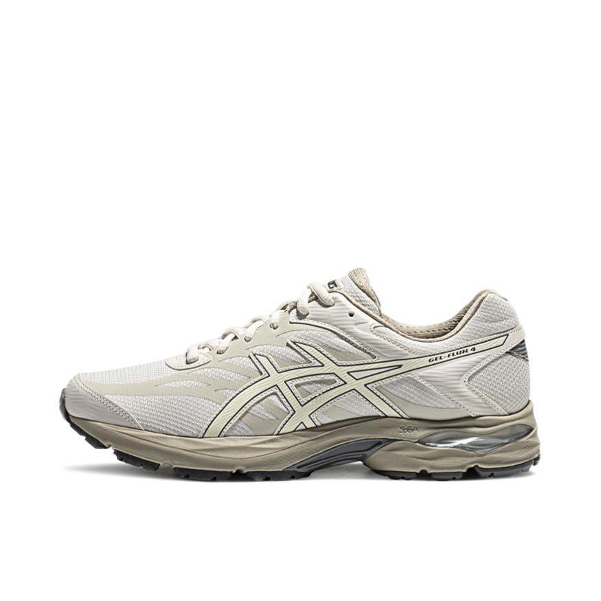 推荐商品：Asics/亚瑟士 Gel-Flux 4 跑鞋 包裹性舒适缓冲复古越野短跑慢跑织物轻量回弹合成革运动 男款/米色