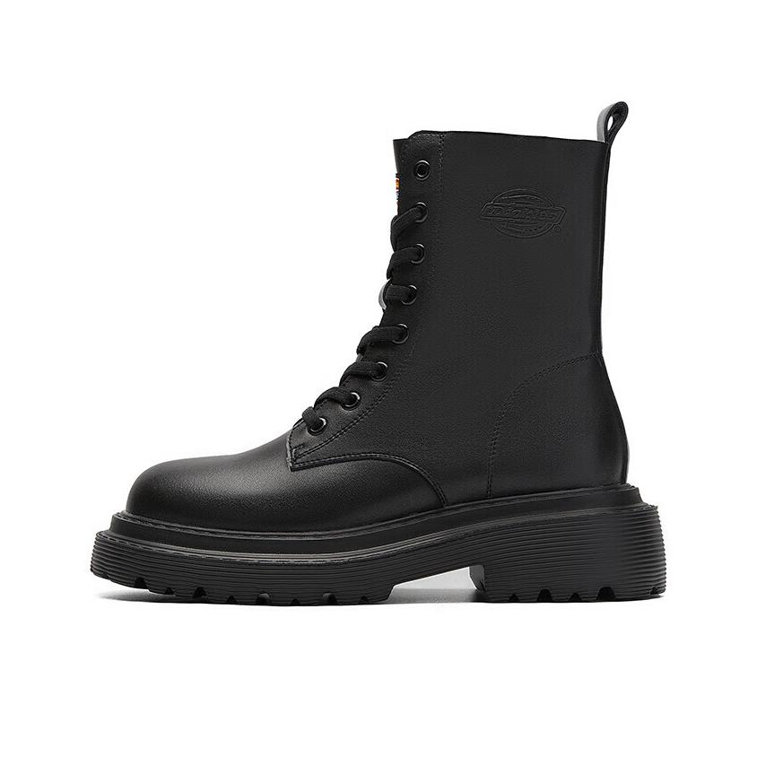 推荐商品：Dickies  英伦百搭 中筒 软底真皮 厚底增高  机车靴 马丁靴  224W50VDK43 加绒/女款/黑色