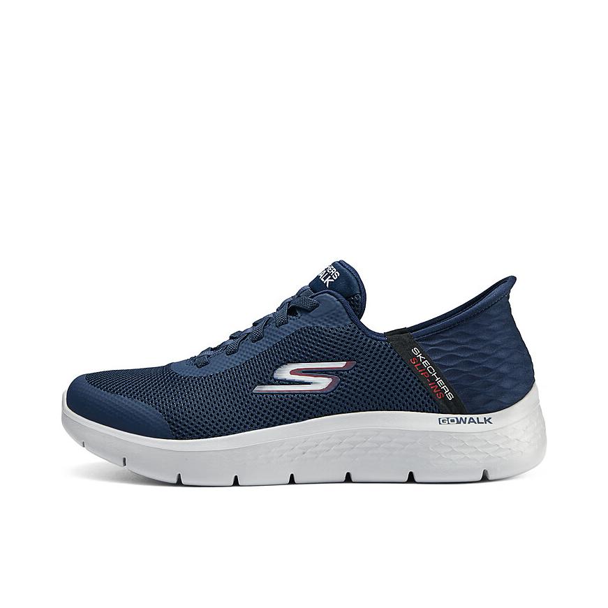 推荐商品：Skechers/斯凯奇 Go Walk Flex 舒适耐磨 减震回弹 网面透气 轻质软底 防水 绑带 一脚蹬 运动休闲鞋 124952情侣 蓝色
