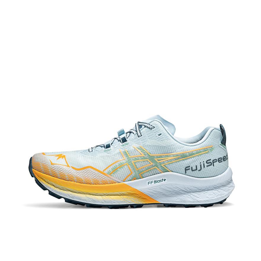 推荐商品：Asics/亚瑟士 Fujispeed 2 跑鞋 碳板防滑耐磨稳定回弹抓地越野透气缓震舒适百搭时尚休闲运动 浅蓝色/绿色