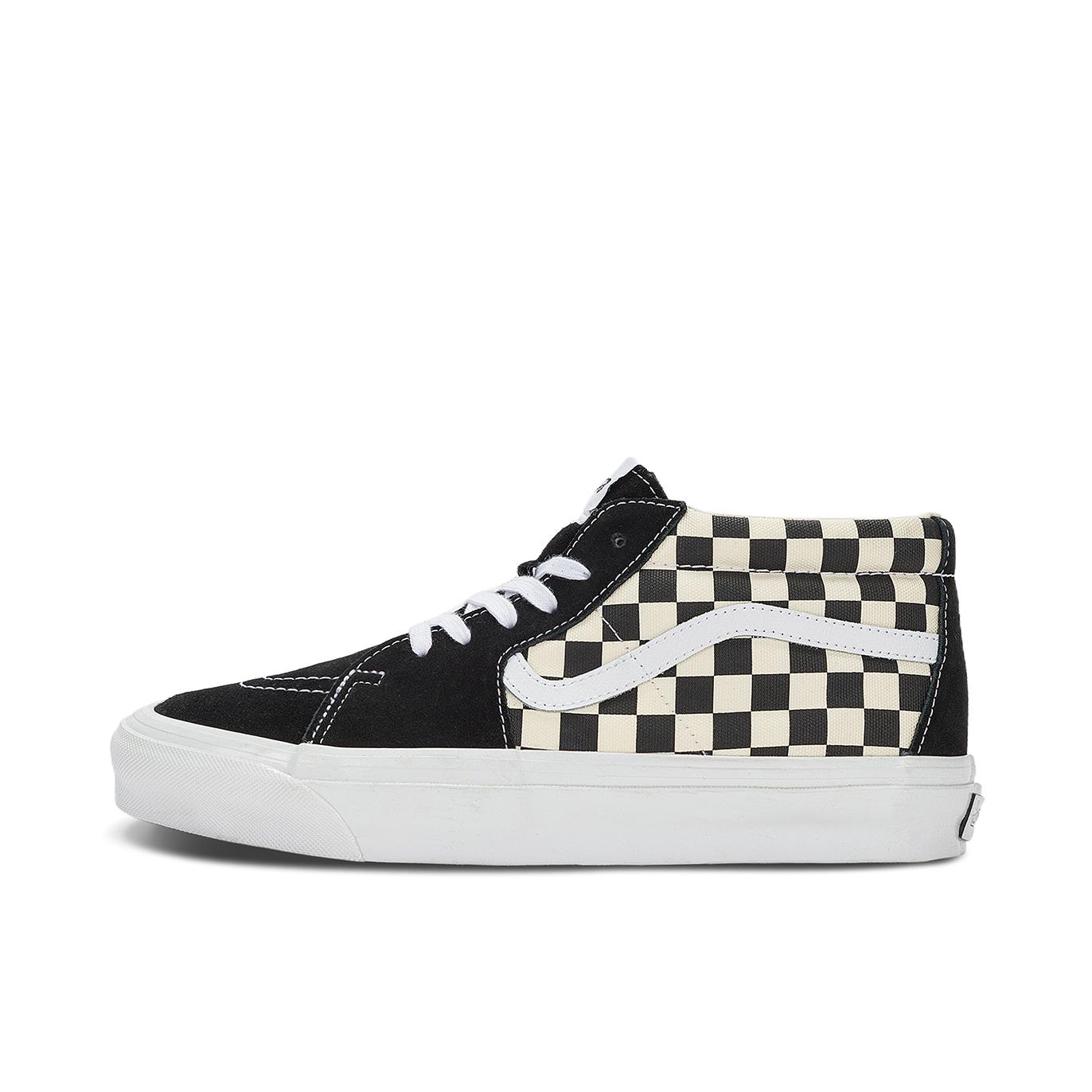 推荐商品：Vans/范斯 SK8-Mid 板鞋 潮流拼接复古百搭防滑耐磨 黑色/白色/棋盘格