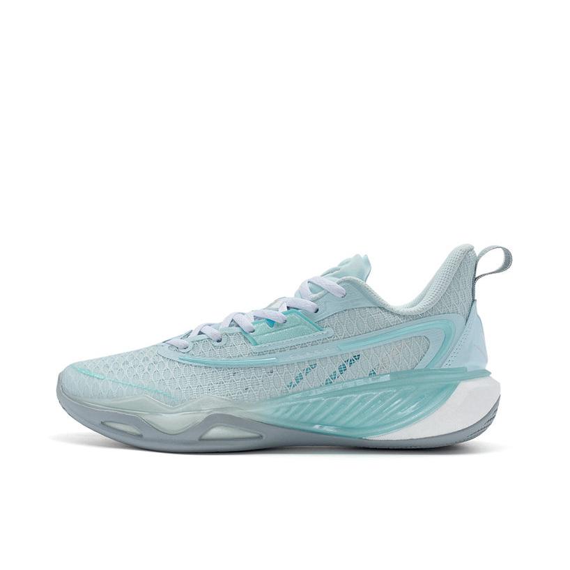 推荐商品：特步 轻羽5代 网面碳板 耐磨 抗冲击 场地 篮球鞋 云水蓝/浅碧波蓝