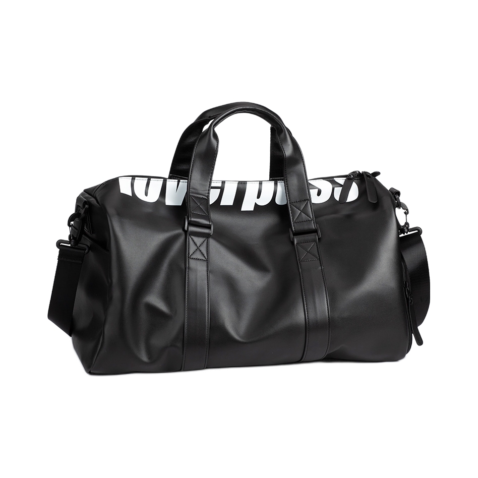 推荐商品：LOVERPUSS/情人猫 聚氨酯潮酷字母大logo大容量双拉链高质感健身包斜挎包手提包