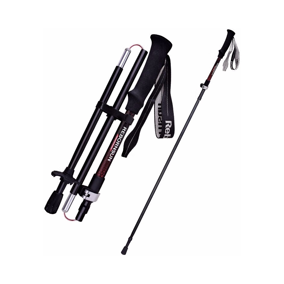 推荐商品：鲁滨逊 铝合金 五节折叠 超轻 碳素纤维 越野跑 登山杖/手杖 RBZDBL1017