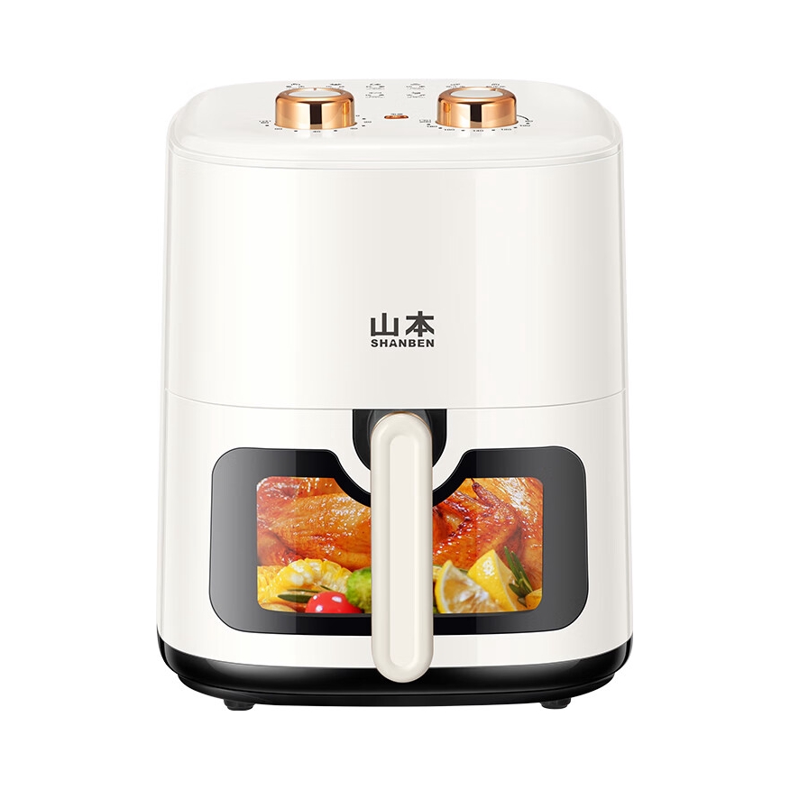 推荐商品：山本 空气炸锅 6L 大容量 多功能 无油烟 大功率 可视窗口 自动断电 可视化 低脂 金属内腔 触控 智能加热 免翻面