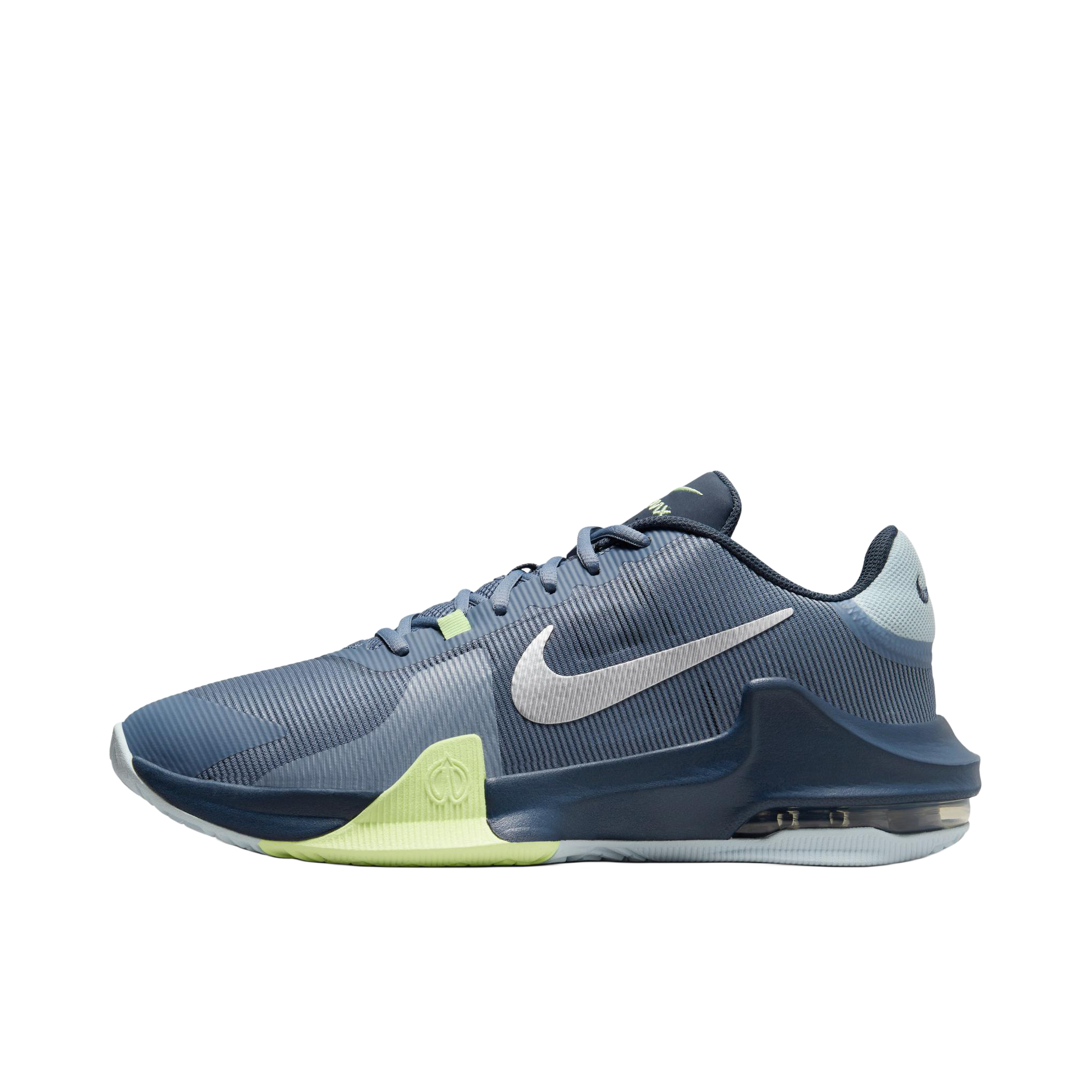 推荐商品：Nike Air Max Impact 4 防滑耐磨 舒适轻便 抗扭 缓震透气 实战 百搭简约 篮球鞋 灰石板蓝/微黄绿  