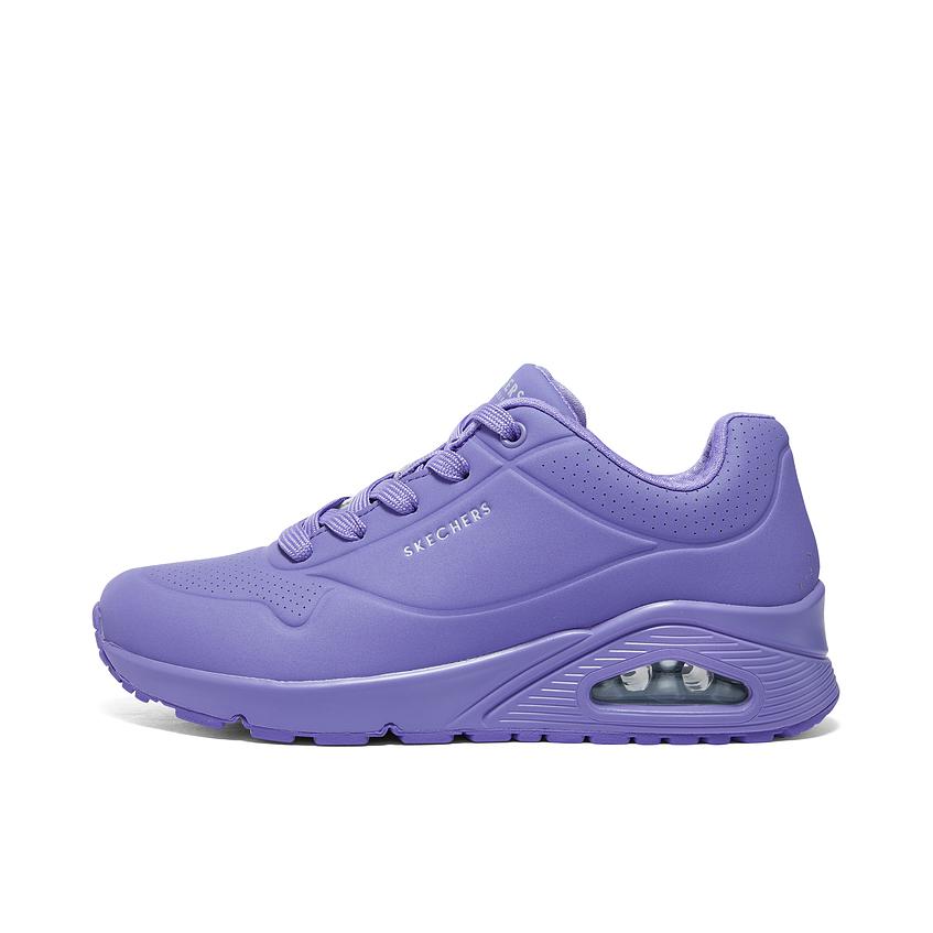 推荐商品：Skechers/斯凯奇 Uno 减震回弹 防滑耐磨 轻便透气 舒适增高 复古百搭 缓震 支撑 防水 慢跑 跑鞋 暮光蝴蝶/紫色