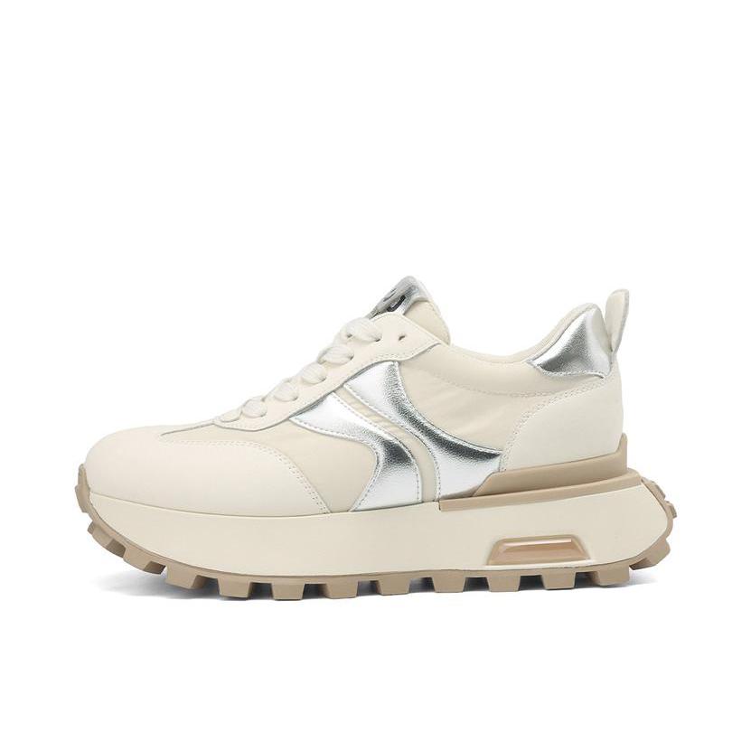 推荐商品：卓诗尼 厚底增高 轻便休闲 显脚小 华夫鞋 运动休闲鞋 402A25501 白色/银色