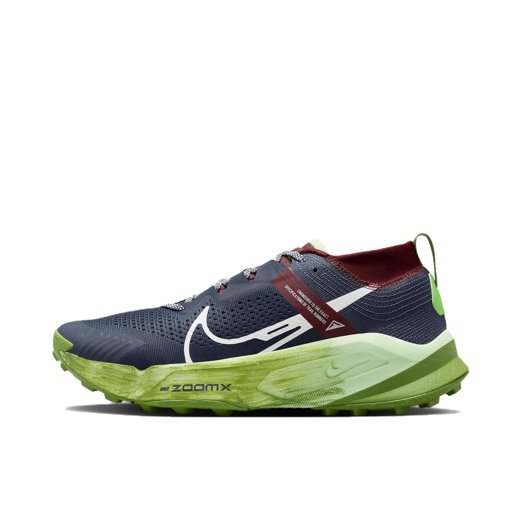 推荐商品：Nike ZoomX Zegama Trail 跑鞋 越野抓地泡棉缓震 蓝色/绿色