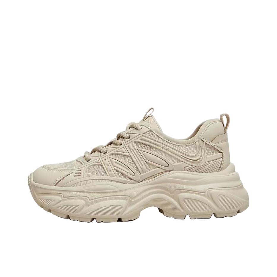 推荐商品：Tata 厚底增高 轻便 系带 圆头 防滑 老爹鞋 WM601BM4 杏色